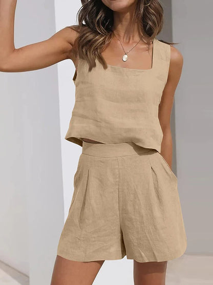 Women’s Summer Linen 2-Piece Lounge Set | Vacation Casual Set