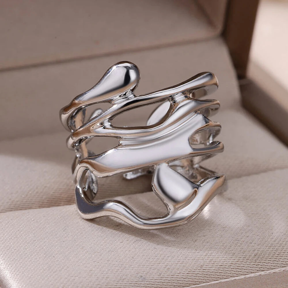 Women’s Jewelry Wide Open Ring | Statement | Gold Tone | Unisex