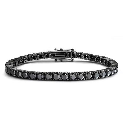 Women’s Black Moissanite Tennis Bracelet – 925 Sterling Silver Plated 18K Hip Hop Jewelry