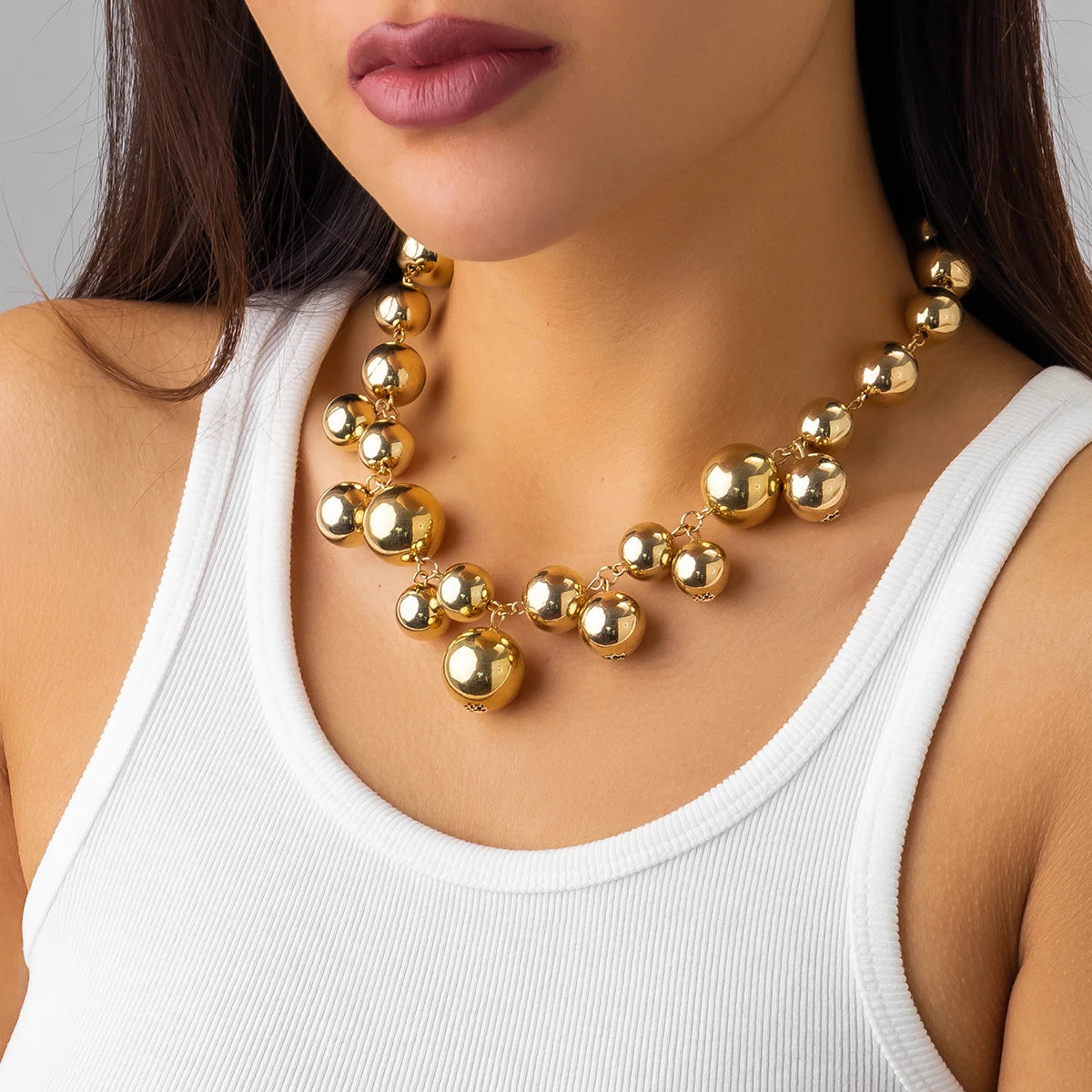 Women’s Jewelry Chunky Big Ball Bead Choker Necklace | Vintage | Grunge | Steampunk