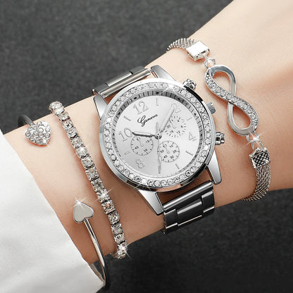 Women’s Watch Jewelry Set | Rhinestone | Steel Band | Quartz