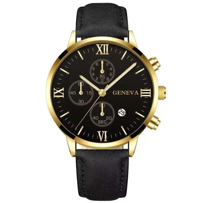 Men’s Luxury Quartz Sport Watch – Leather Strap Analog Wristwatch with Date