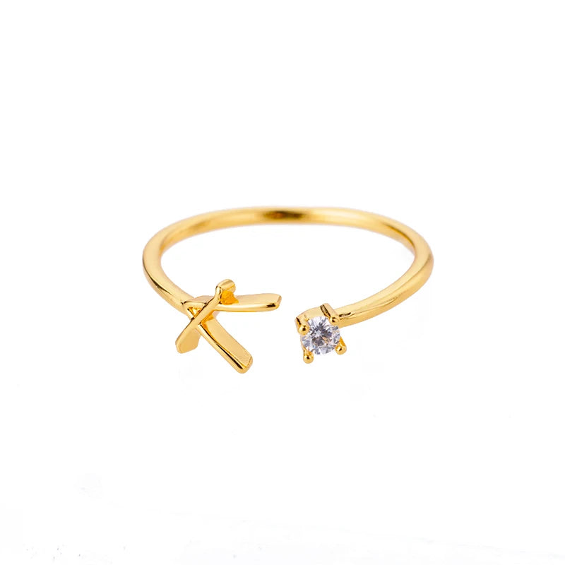 Women’s Adjustable Initial Letter Ring – Stainless Steel A–Z Alphabet Personalized Jewelry