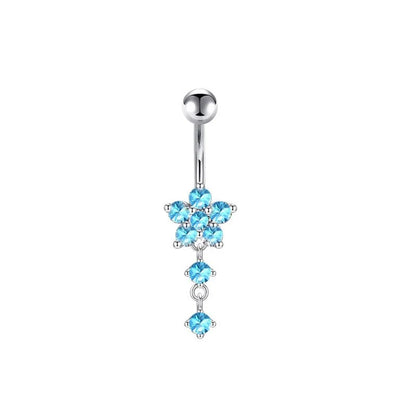 Women’s Blue Crystal Heart Belly Button – 1PC Stainless Steel Butterfly Navel Piercing Body Jewelry