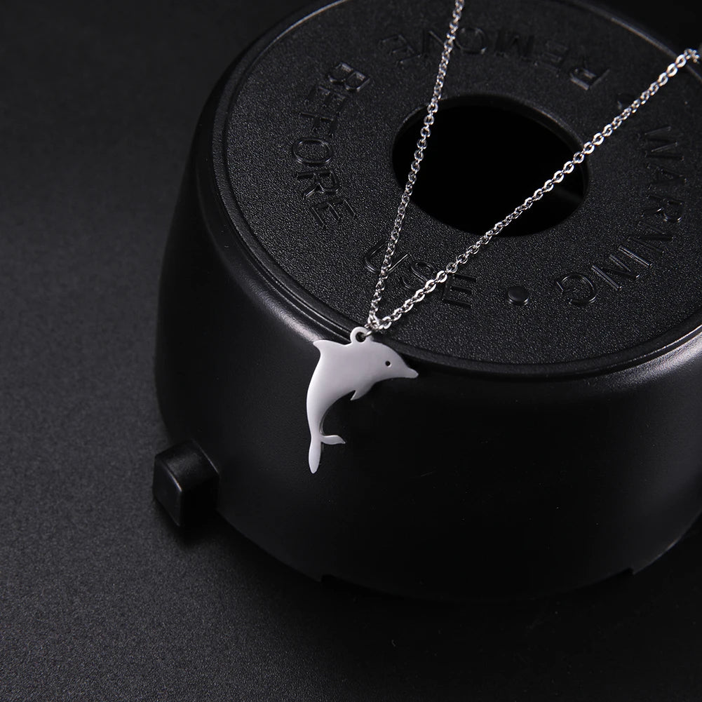 Women’s Dolphin Pendant Necklace – Stainless Steel Choker Jewelry
