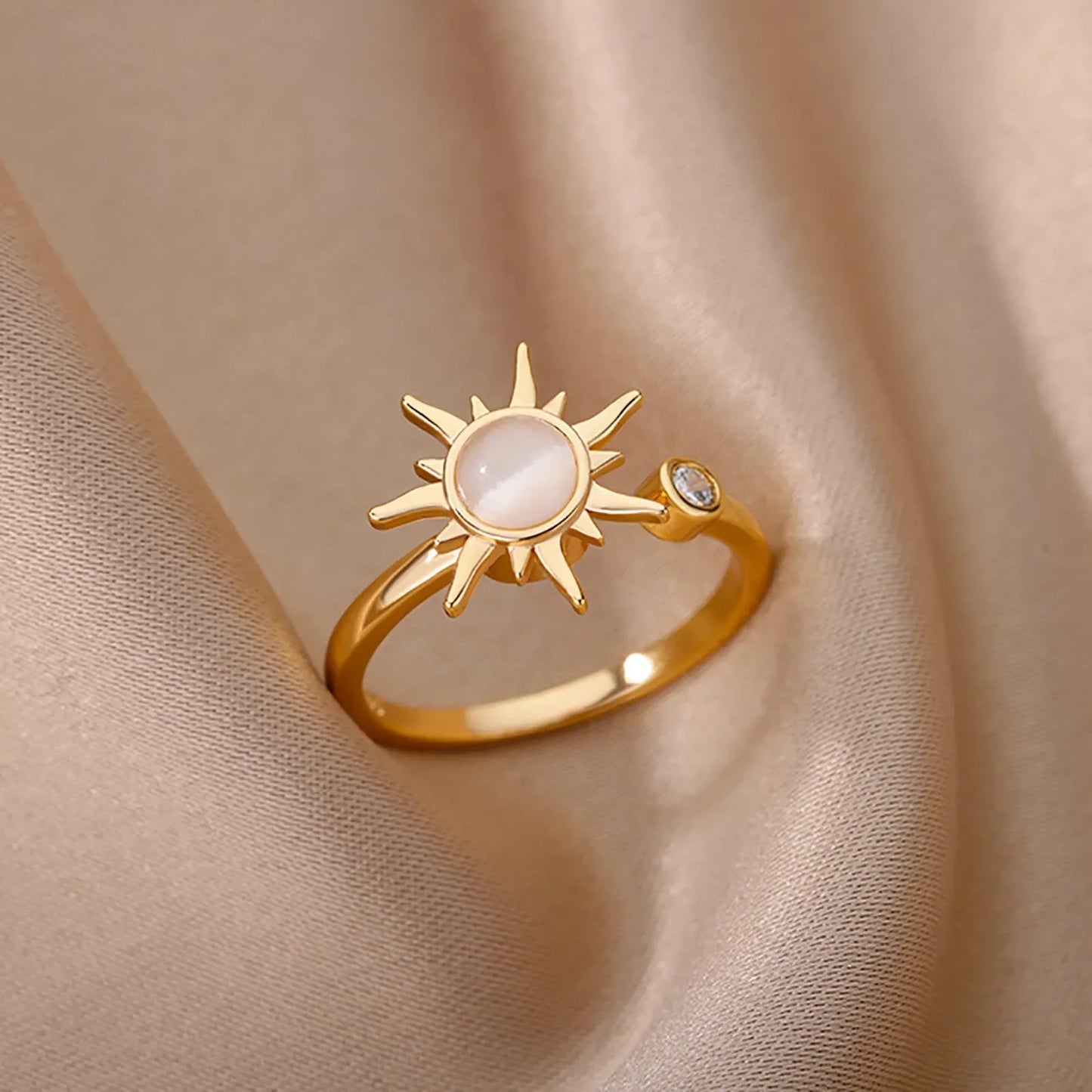 Women’s Jewelry Opal Geometric Open Ring | Aesthetic | Adjustable | Couple