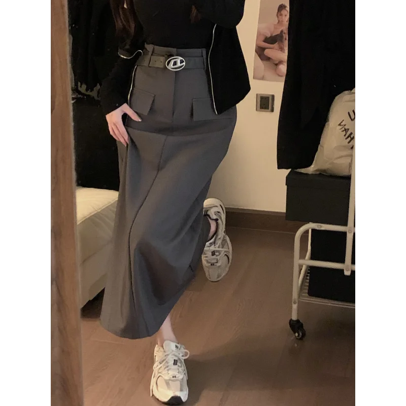Women’s Retro High Waist Pencil Skirt Bottom – Slim Straight Long Skirt Autumn Style