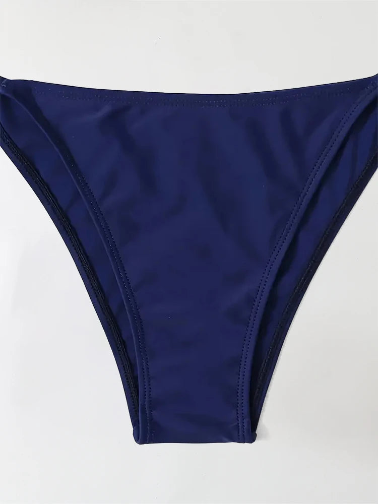 Women’s Navy Blue Swimwear Thong Bikini