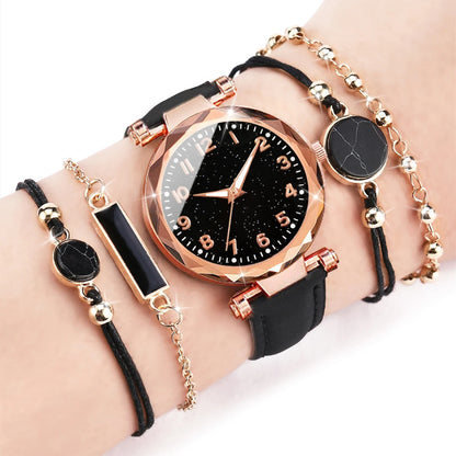Women’s Watch Jewelry Set | Fashion | Leather Band | Quartz