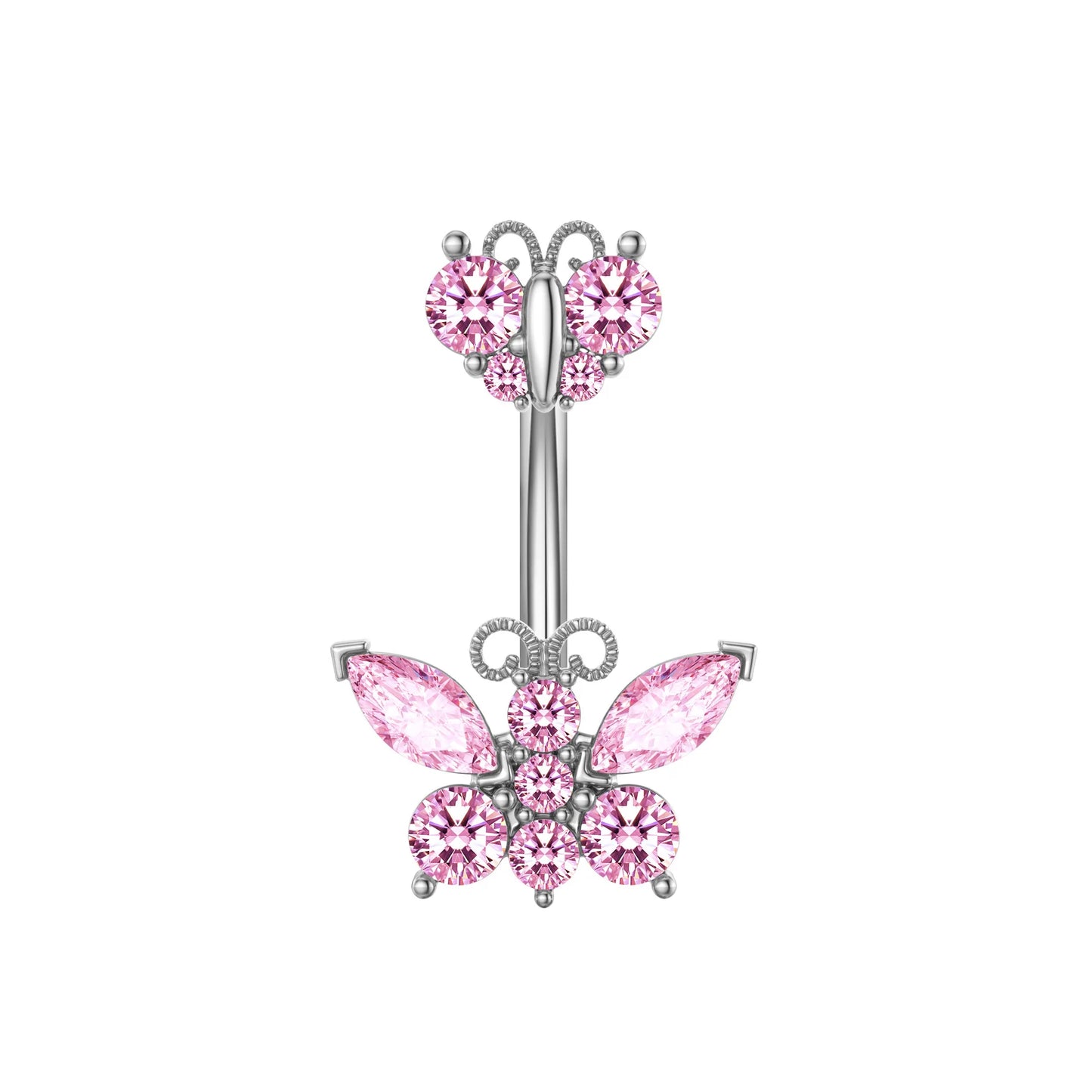 Women’s Pink Crown Heart Belly Button – Crystal Navel Piercing Jewelry