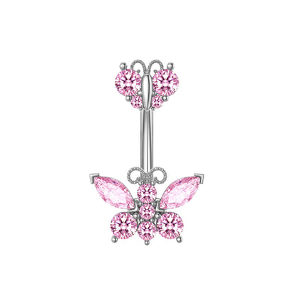 Women’s Pink Crown Heart Belly Button – Crystal Navel Piercing Jewelry
