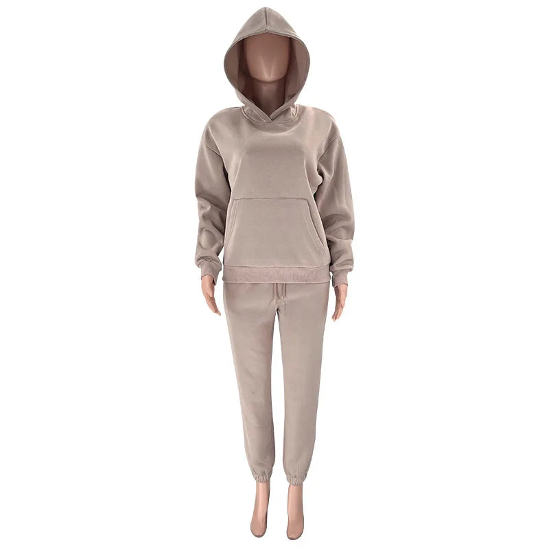 Women’s Autumn Winter Fleece Tracksuit Set – 2 Piece Casual Outfit