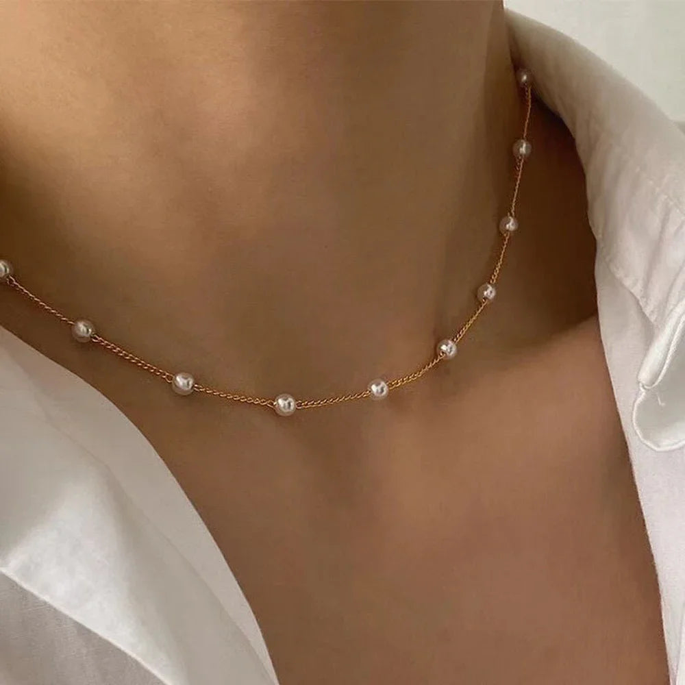 Women’s Jewelry Pearl Choker Necklace | Kpop | Double Layer | Cute