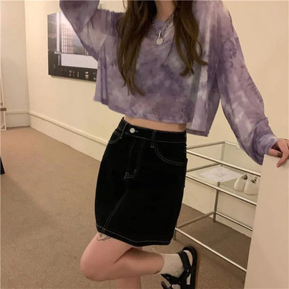 Women’s Tie Dye Sheer Sun-Proof Casual Tee Top