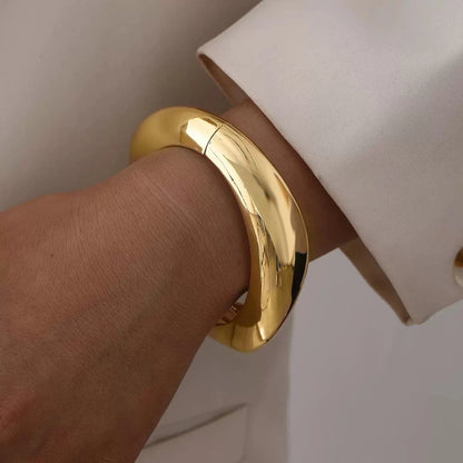 Women’s Jewelry Chunky Cuff Bangle Bracelet | Minimal | Gold Tone | Waterproof