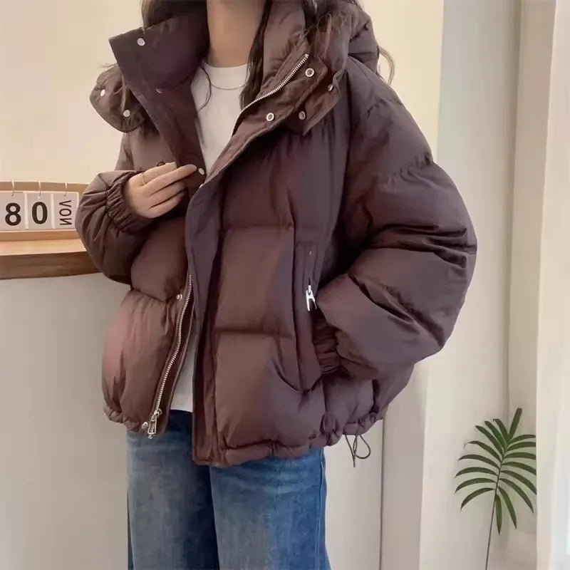 Women’s Puffer Jacket Outerwear – Warm Hooded Cotton Jacket