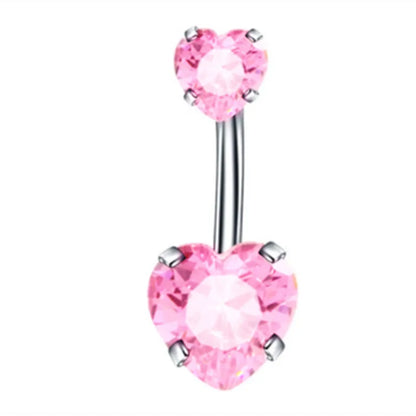 Women’s Pink Crown Heart Belly Button – Crystal Navel Piercing Jewelry