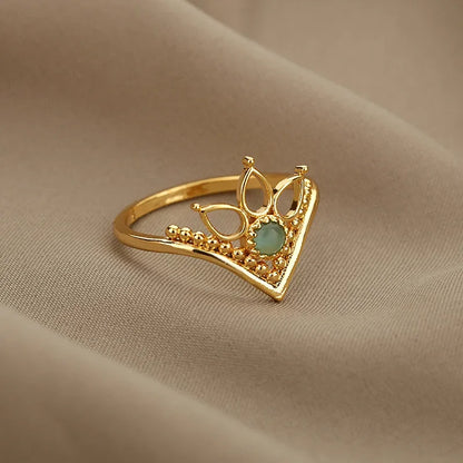 Women’s Jewelry Opal Geometric Open Ring | Aesthetic | Adjustable | Couple