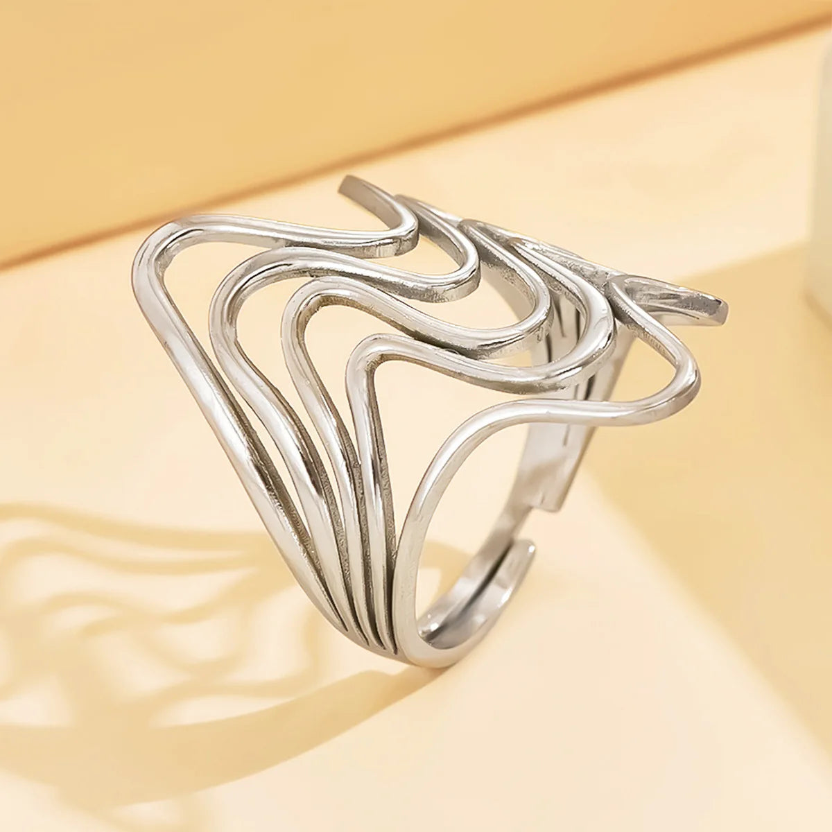 Women’s Jewelry Stainless Steel Open Ring | Punk | Geometric | Silver Tone