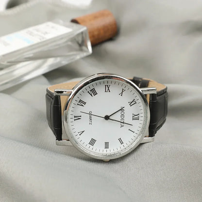 Men’s Luxury Leather Strap Watch – Business Analog Wristwatch, Casual Simple Style