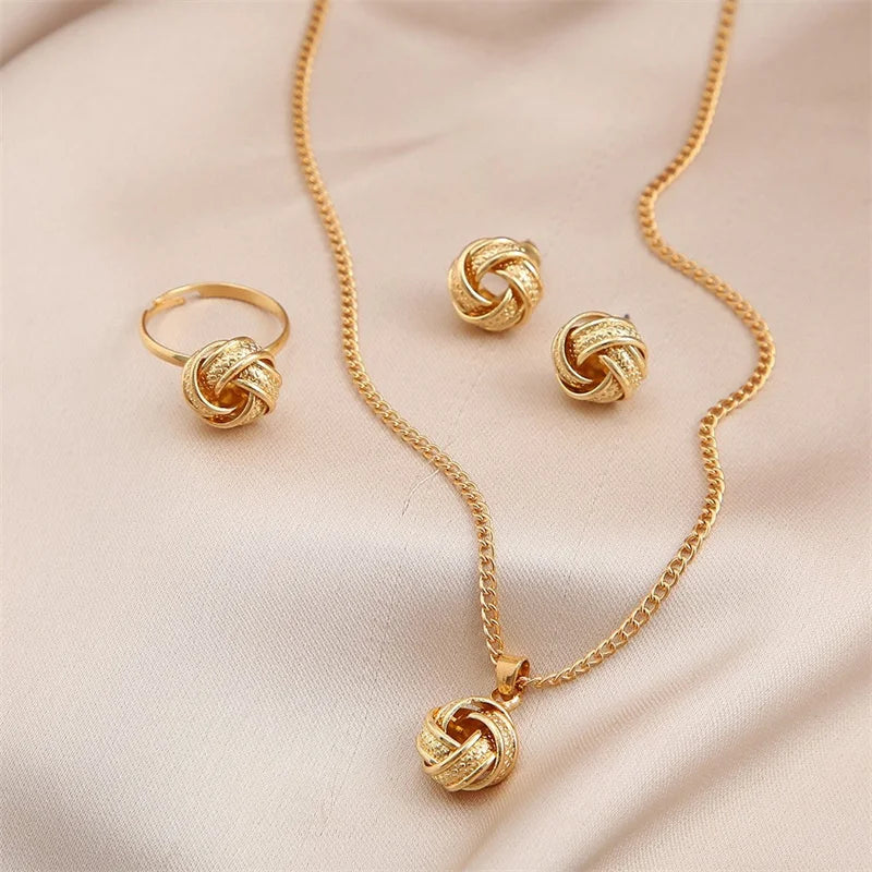 Women’s 3PCS Pearl Jewelry Set – Elegant Round Necklace & Earrings for Wedding or Gift