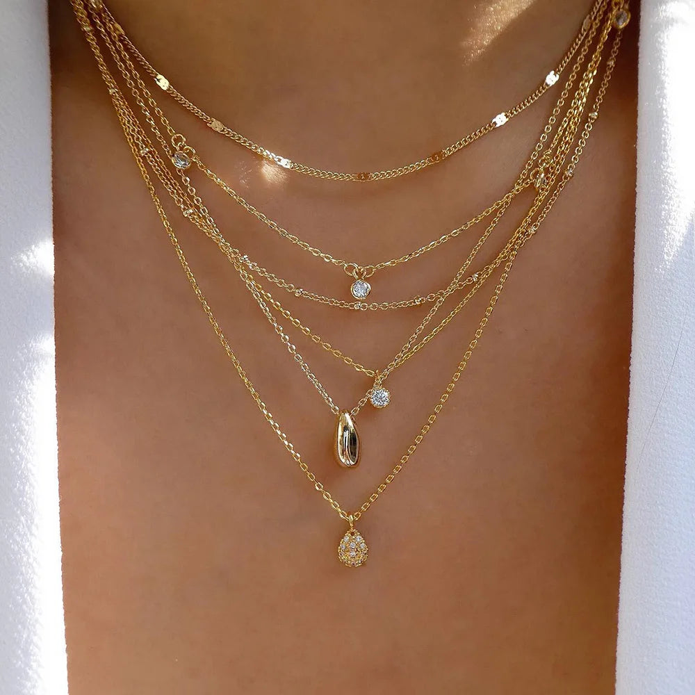 Women’s Jewelry Layered Disc Pendant Necklace | Vintage | Gold Tone | Trendy