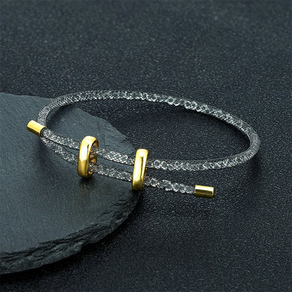Women’s Stainless Steel Mesh Bracelet – Minimalist Crystal Bangle Jewelry