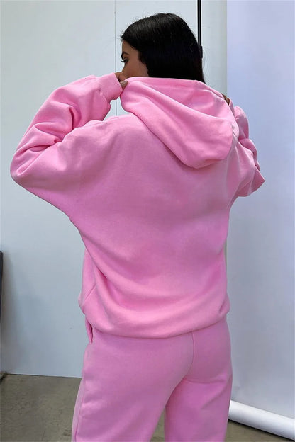 Women’s Autumn Winter Fleece Tracksuit Set – 2 Piece Casual Outfit