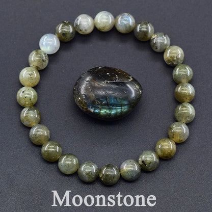 Women’s Natural Moss Agate Bead Bracelet – Healing Energy Stone Jewelry