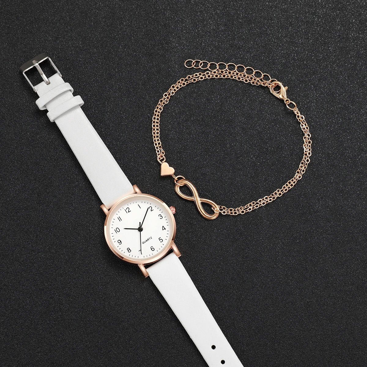 Women’s Watch Jewelry Set | Elegant | Arabic Dial | Leather Band Watch