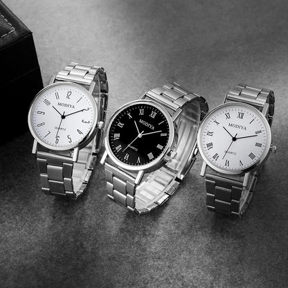 Men’s Casual Stainless Steel Watch – Round Dial Luxury Business Wristwatch