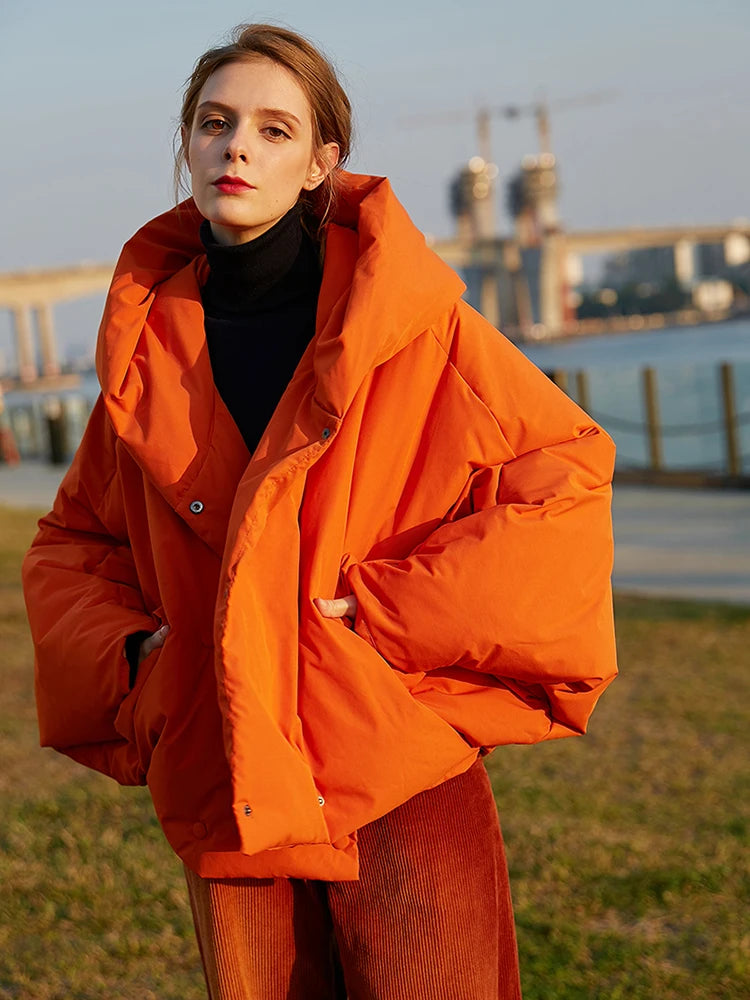 Women’s Down Jacket Outerwear – Oversized Puffer Hooded Jacket