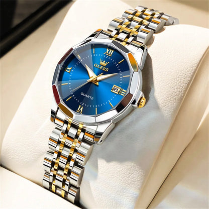 Women’s Luxury Stainless Steel Watch – Elegant Waterproof Luminous Date Watch