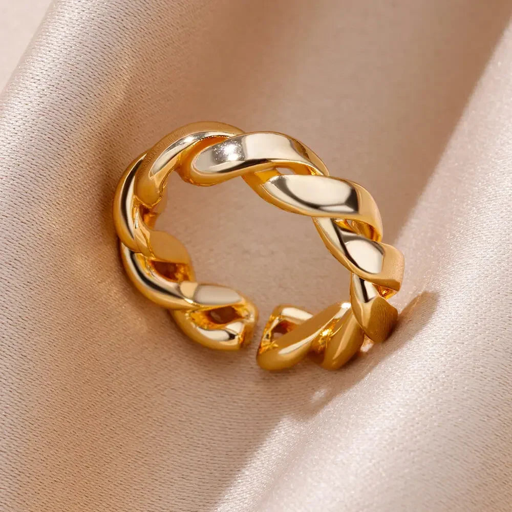 Women’s Stainless Steel Heart Ring – Gold Vintage Waterproof Jewelry Gift