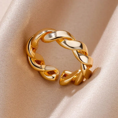 Women’s Stainless Steel Heart Ring – Gold Vintage Waterproof Jewelry Gift