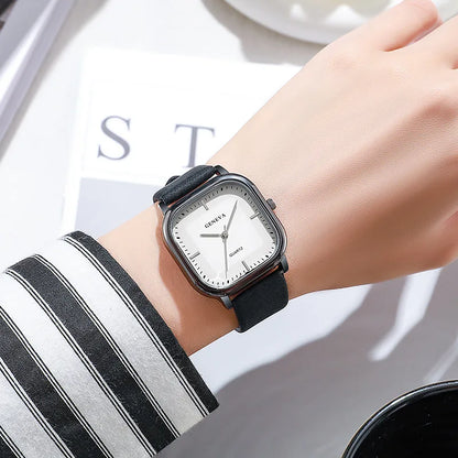 Men’s Square Dial Luxury Watch – Minimalist Leather Strap Business Casual Wristwatch