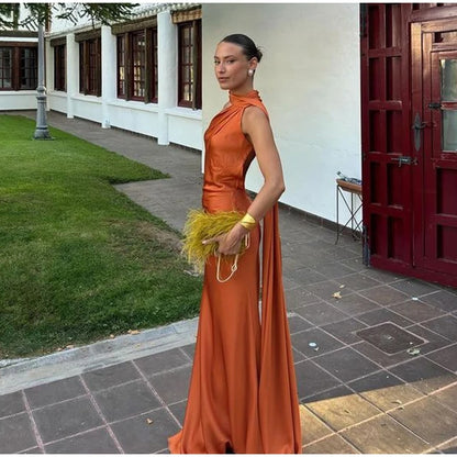 Women’s Elegant Maxi Dress – Off Shoulder Backless Detail Slim Fit Summer Evening Gown