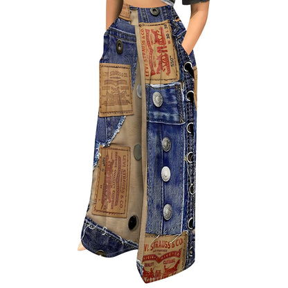 Women’s Camouflage Pants Bottom – High Waist Wide Leg Stretchy Loose Fit Trousers with Pockets