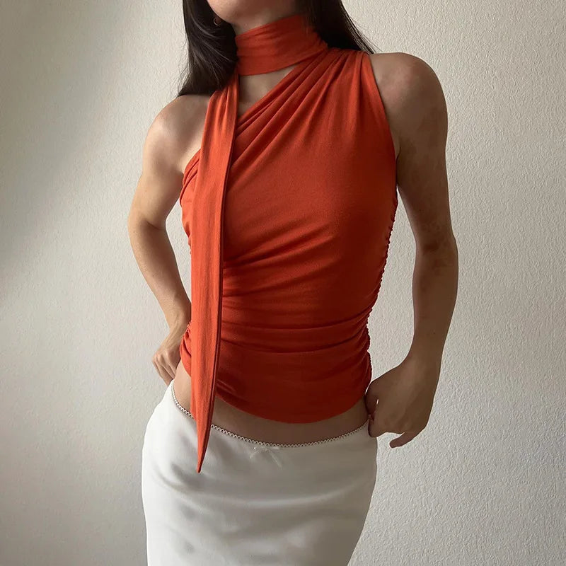 Women’s Backless Halter Off-Shoulder Crop Top | Sexy Y2K Summer Top