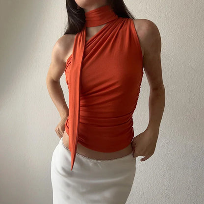 Women’s Backless Halter Off-Shoulder Crop Top | Sexy Y2K Summer Top