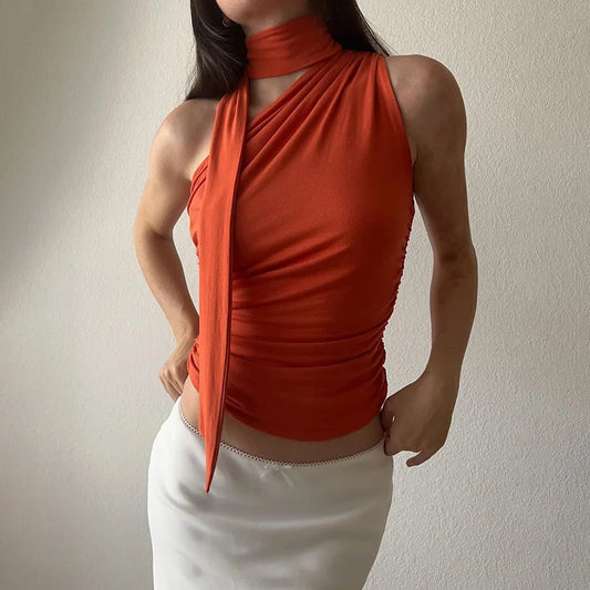 Women’s Backless Halter Off-Shoulder Crop Top | Sexy Y2K Summer Top
