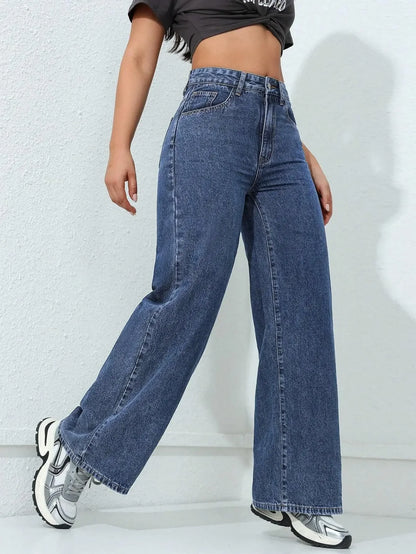 Women’s High-Waist Denim Pants – Vintage Wide-Leg Streetwear Jeans Bottom