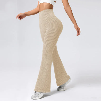 Women’s High-Waisted Flared Yoga Pants – Breathable 4-Way Stretch Sports Bottoms