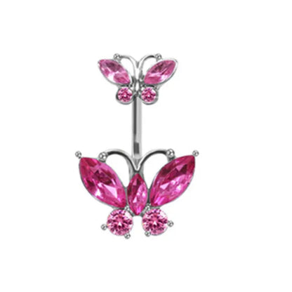 Women’s Pink Crown Heart Belly Button – Crystal Navel Piercing Jewelry