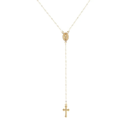 Women’s Vintage Cross Rosary Pendant Necklace – 2024 Bohemian Religious Charm Jewelry Gift