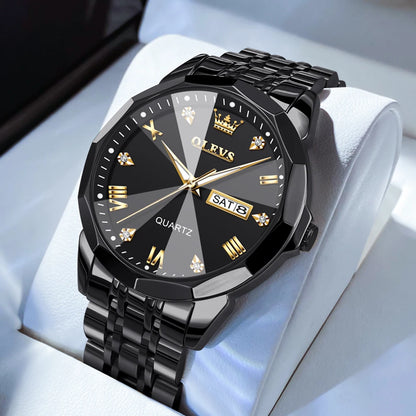 Men’s Fashion Watch – Waterproof Stainless Steel Wristwatch with Luminous Dial & Date