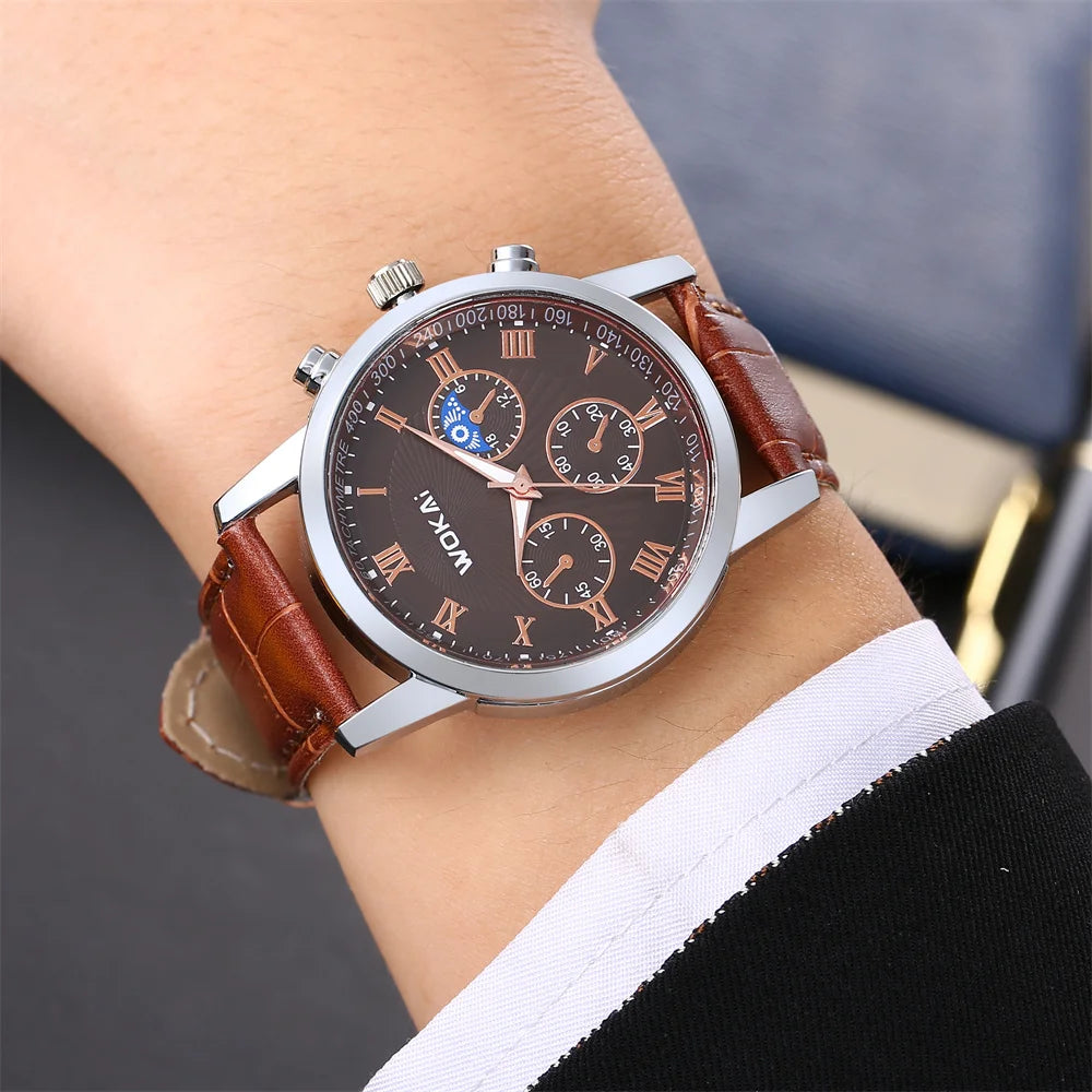 Men’s Casual Watch – Leather Strap Business & Sports Wristwatch