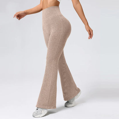 Women’s High-Waisted Flared Yoga Pants – Breathable 4-Way Stretch Sports Bottoms