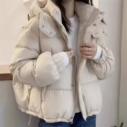 Women’s Puffer Jacket Outerwear – Warm Hooded Cotton Jacket