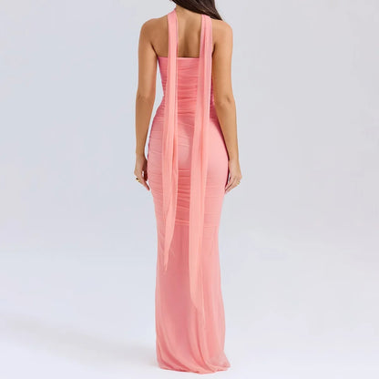 Women’s Elegant Maxi Dress with Scarf
